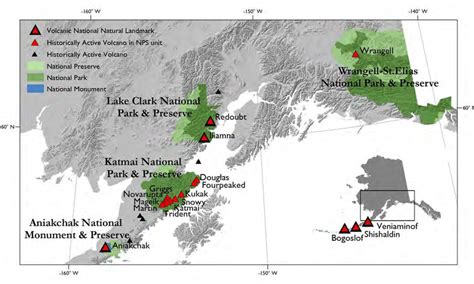 Map Showing The Historically Active Volcanoes And National Parks