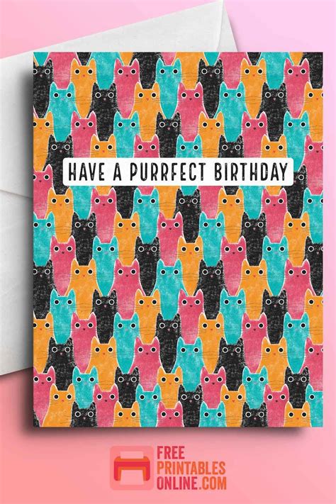 Greeting Card With A Repeating Pattern Of Cats The Forward Facing Cats