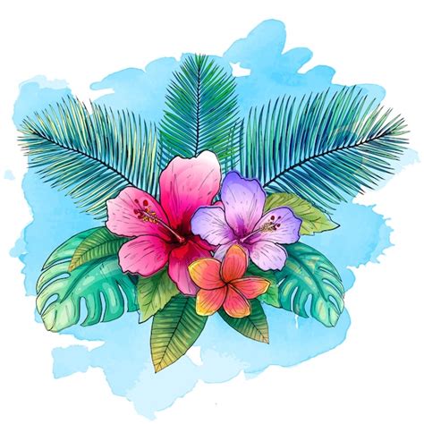 Illustration Vectorielle Tropical Avec Des Feuilles De Palmier