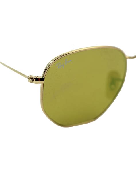 Ray Ban Hexagonal Round Retro Mod Gold Flash Mirror Sunglasses