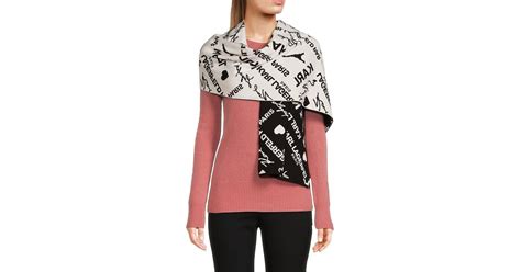 Karl Lagerfeld Logo Intarsia Knit Scarf In Red Lyst