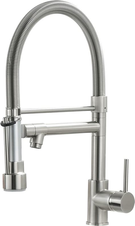 Commercial Pull Down Sprayer Kitchen Sink Faucet Modern Stainless Steel