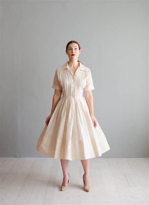 Vintage 1950s Dress 50s Shirtwaist Dress Just A Dash Dress