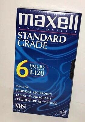 New Sealed Maxell Blank VHS Videocassette Standard Grade T 120 6 Hour