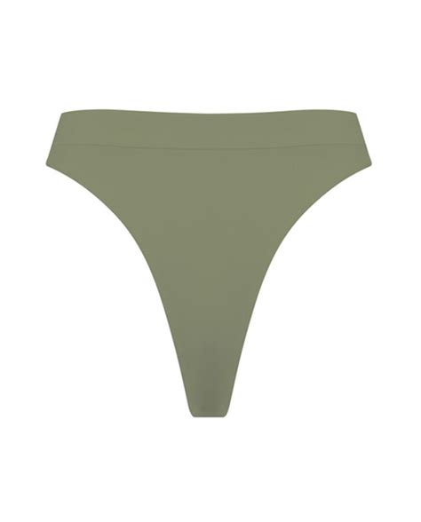 Olive Green Thong High Waisted Bikini