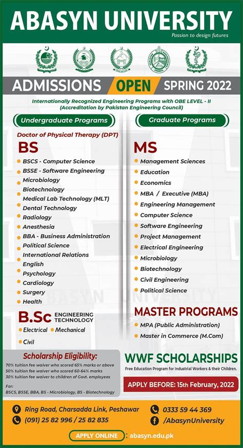 Abasyn University Peshawar Admissions 2024 Last Date