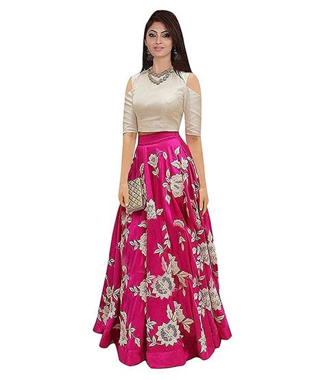 Mafiya Fashion Red and Pink Bangalore Silk Unstitched Lehenga - Buy Mafiya Fashion Red and Pink ...