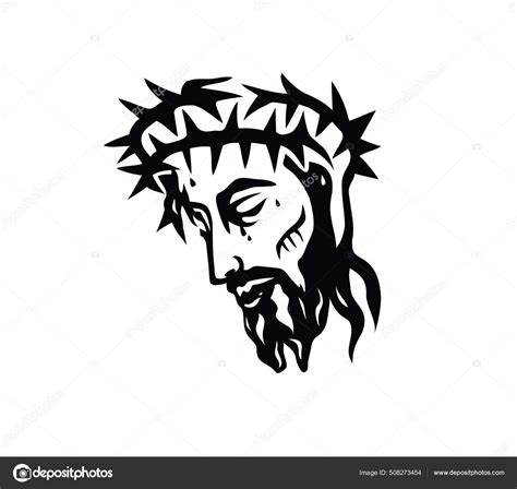 Jesus Face Silhouette Art Vector Design Stock Vector by ...