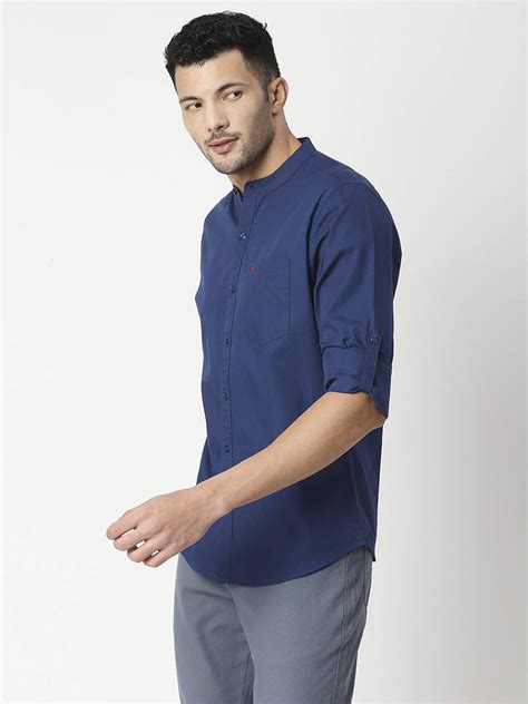 Buy Navy Blue Men Slim Fit Casual Shirt Online - Thomas Scott