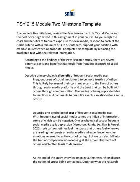 Psy Module Two Milestone Template As You Weigh The Costs And