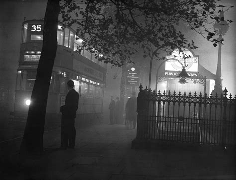 Old London Photo: A Tram Sails Through the Foggy London Night Outside ...