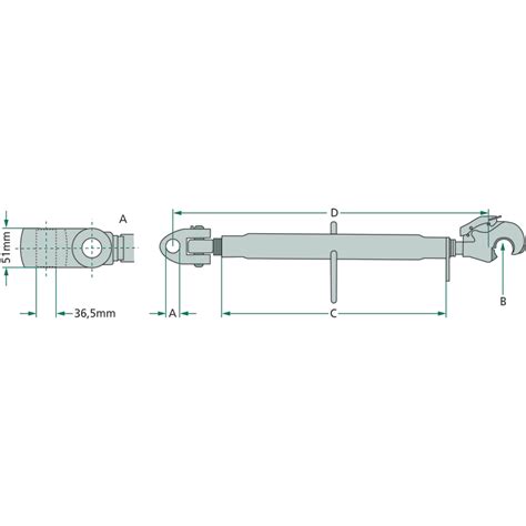 Mechanischer Oberlenker Deutz 700 1020mm Kat 3 M36x3 0 Mit Fanghaken