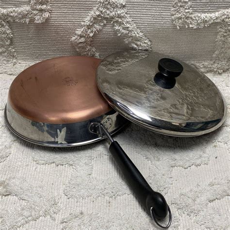 Revere Ware 9 Inch Skillet With Lid Stainless Steel Copper Etsy