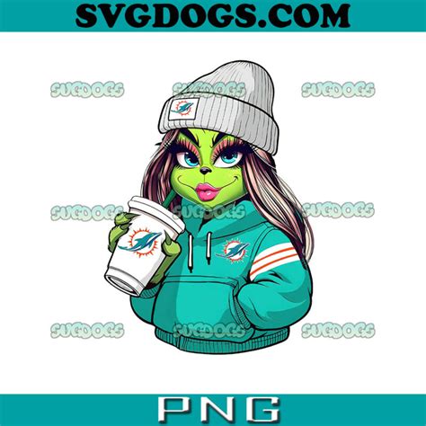 Grinch Miami Dolphins Drink Coffee Png