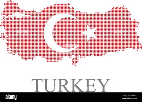 Turkey Pixel Map And Turkish Flag Isolated On White Background Vector