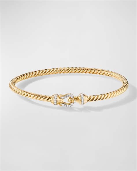 David Yurman Cable Buckle Bracelet With Diamonds And 18k Gold 26mm