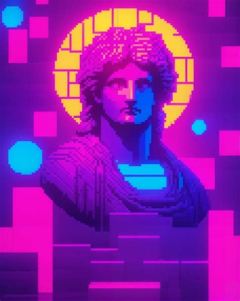 Premium AI Image | Vaporwave Greek Methodology Pixel Art