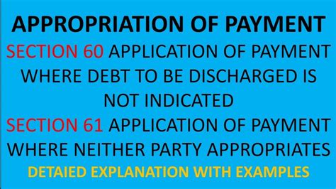 APPROPRIATION OF PAYMENT SECTION 60 61 WITH EXAMPLES INDIAN CONTRACT