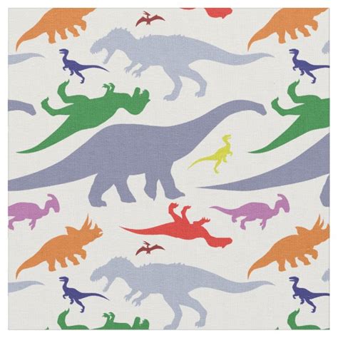 Green Dinosaur Pattern Fabric | Zazzle