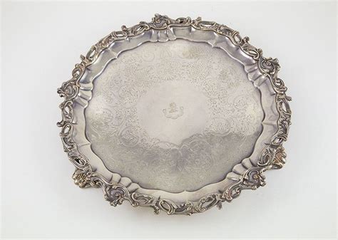 William Iv Sterling Silver Salver With Pierced Decoration Trays