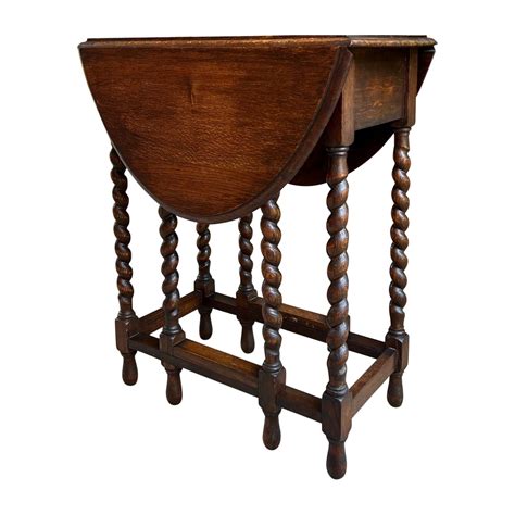 Antique English Oak Barley Twist Side Table At 1stDibs