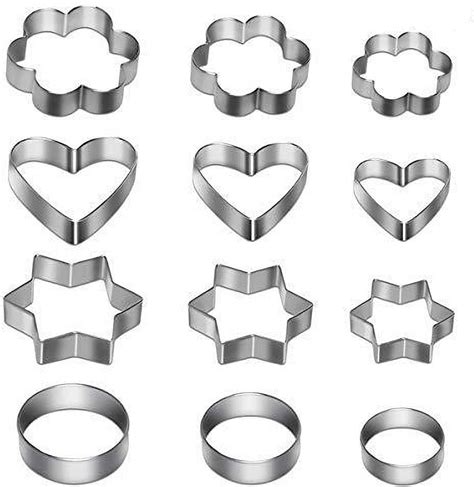 Multi Shape Cookies Cutter 12 Pcs Silver Shop Bin