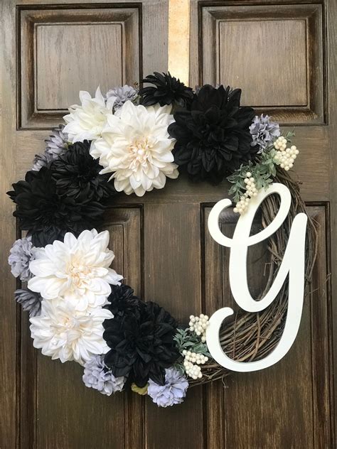 Customized Large Everyday Front Door Wreath With Your Initials Etsy