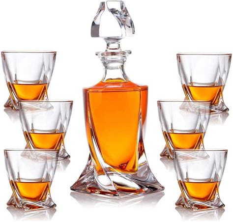 BEHRAS 3 Karaffe Gläser Whiskey Set Glas Geschenkset Whiskey