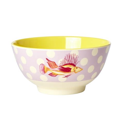 Rice Melamine Schaal Vis Print Lavendel Kidzsupplies