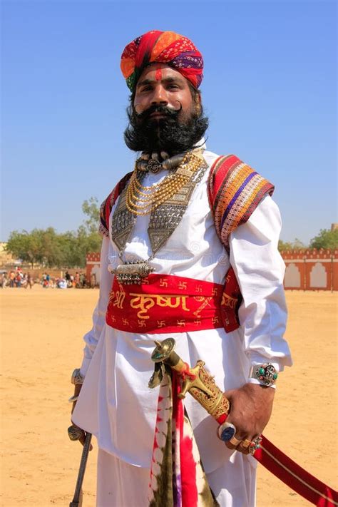 Indian Man In Traditional Dress Taking Part In Mr Desert Competition