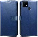 Buy Clickaway Blue Faux Leather Back Case Cover For Realme C25Y Online