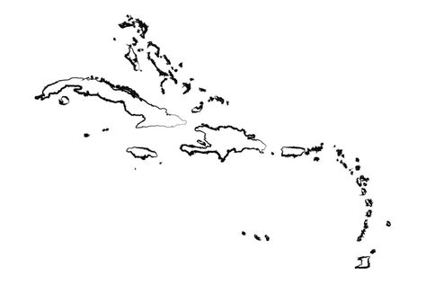 Hand Drawn Lined Caribbean Simple Map Drawing 25841137 Vector Art At