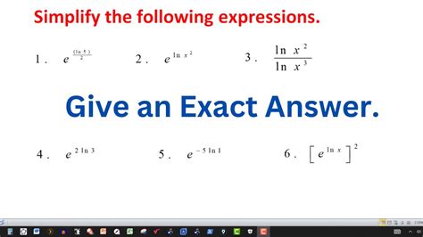 Simplify Each Logarithmicexponential Expression Youtube