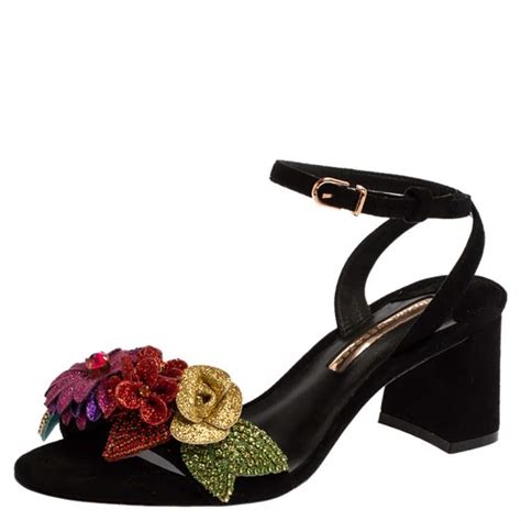 Sophia Webster Black Suede Lilico Crystal And Glitter Embellished Ankle