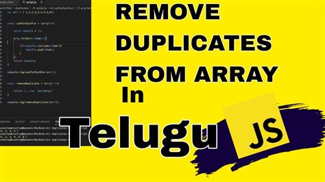 Remove Duplicates From Array In Javascript In Youtube