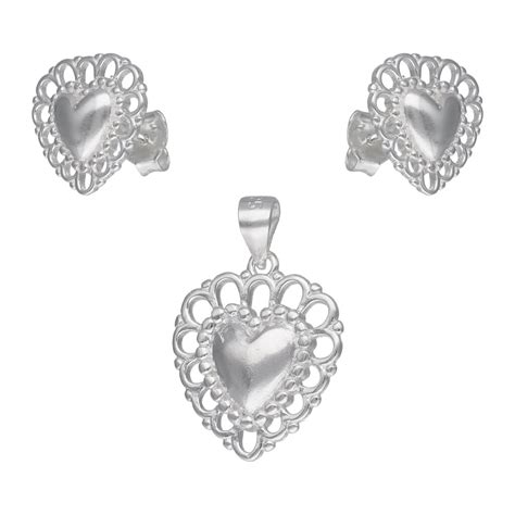 Conjunto Corazón Detente Conjuntos Plata Sola Expo Joyas Venta de