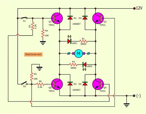 The 2 channel DC motor driver on saving model - ElecCircuit