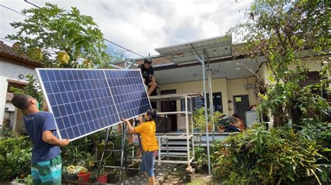 Pasang Solar Panel 1600 Watt Rumahan Pembuatan Rangka Frame Youtube