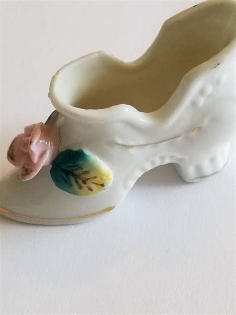 Vintage Porcelain Shoe Rose Shoe Made In Japan Victorian Shoe