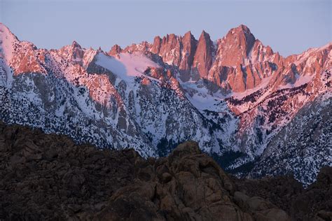 Mt Whitney Alpenglow Eastern Sierra Nevada Mountains California