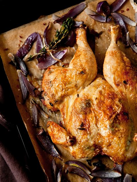 Butterflied Roast Chicken With Red Onions Deliciously Organic