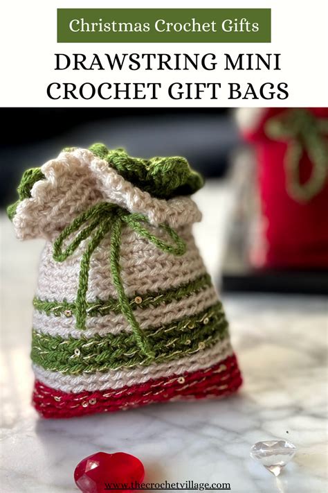 Easy Crochet Christmas Gift Drawstring Bag Patterns With Colorful