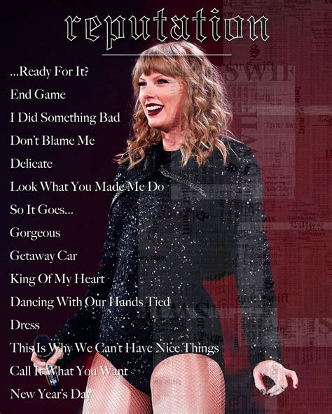 Taylor Swift reputation Tracklist Print - Etsy