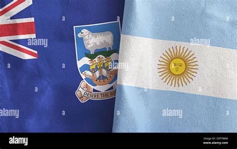 Argentina And Falkland Islands Two Flags Textile Cloth D Rendering