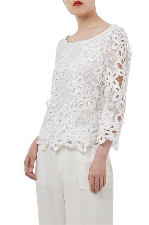 Ban1712 0687 Daytime White Lace Floral Long Sleeve Women Spring Summer