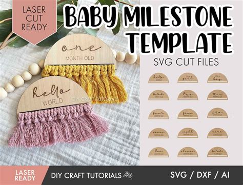 Macrame Baby Milestone Svg Wooden Milestone Discs Baby Milestone