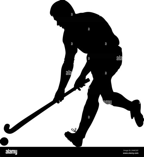 Silhouette of field hockey player with a hockey stick. Vector ...