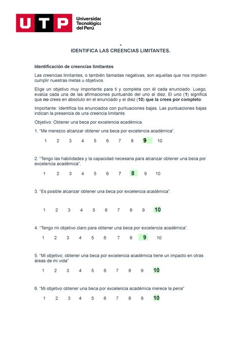 IVU Actividad 6 Alicia Ojeda IDENTIFICA LAS CREENCIAS LIMITANTES