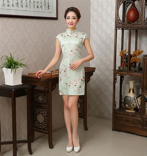 Chinese Traditional Lady Cheongsam Dress Short Qipao Dress China