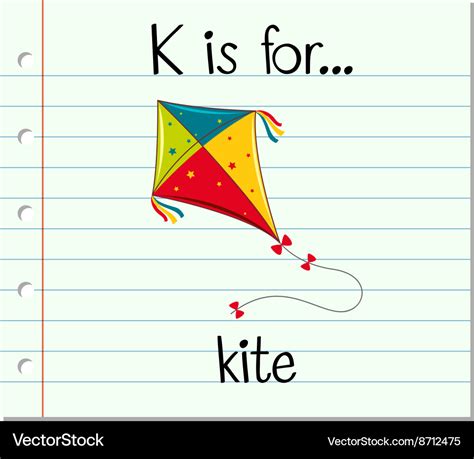 Flashcard letter k is for kite Royalty Free Vector Image